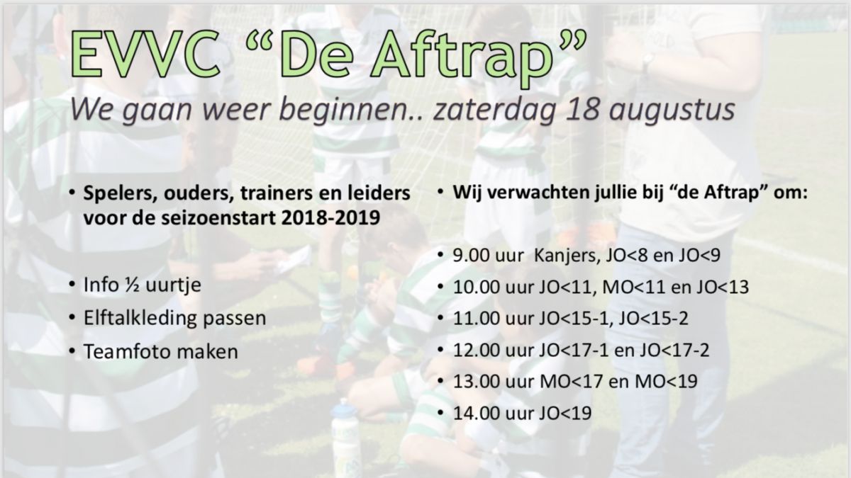 Aftrap seizoen jeugd 18 augustus